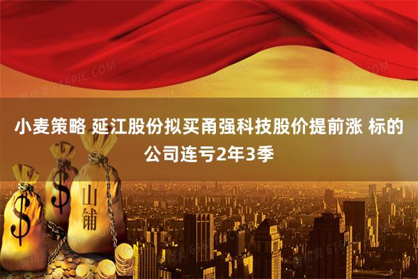 小麦策略 延江股份拟买甬强科技股价提前涨 标的公司连亏2年3季